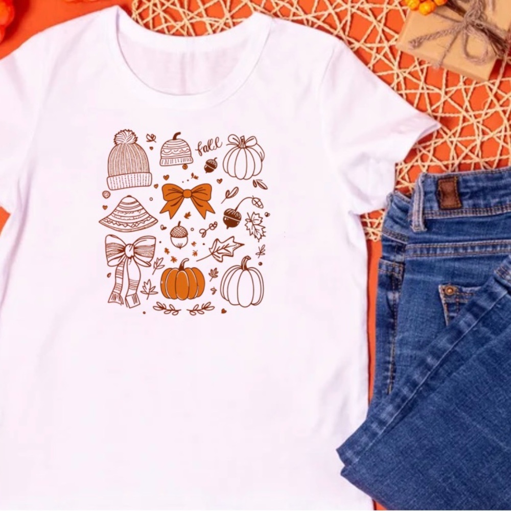 White Fall Graphic T-Shirt